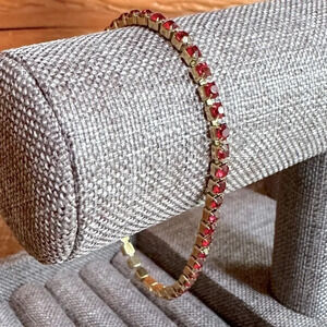 Red Garnet CZ 18K Gold Stainless Steel Tennis Bracelet January Birthstone